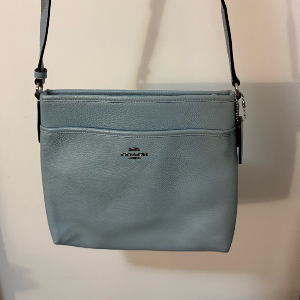 Coach Pebbled Leather Crossbody in Baby Blue
